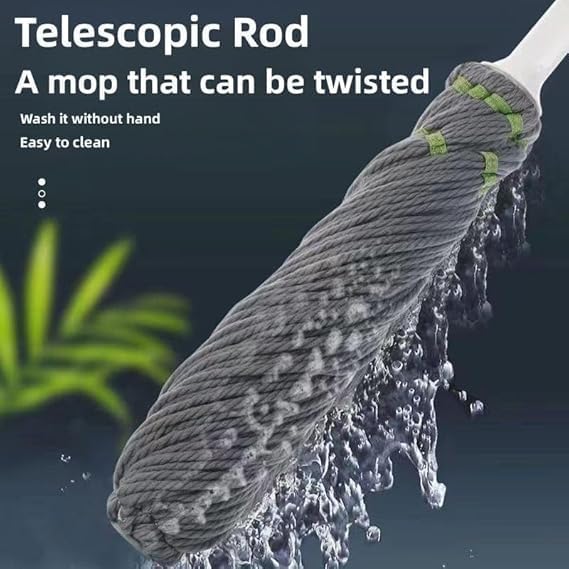 Twist Mop. Self Wringing Squeeze Mop. Telescopic Extendable Long Handle. Reusable Microfiber. All Floor Cleaning. Wet & Dry Use. Home & Office.