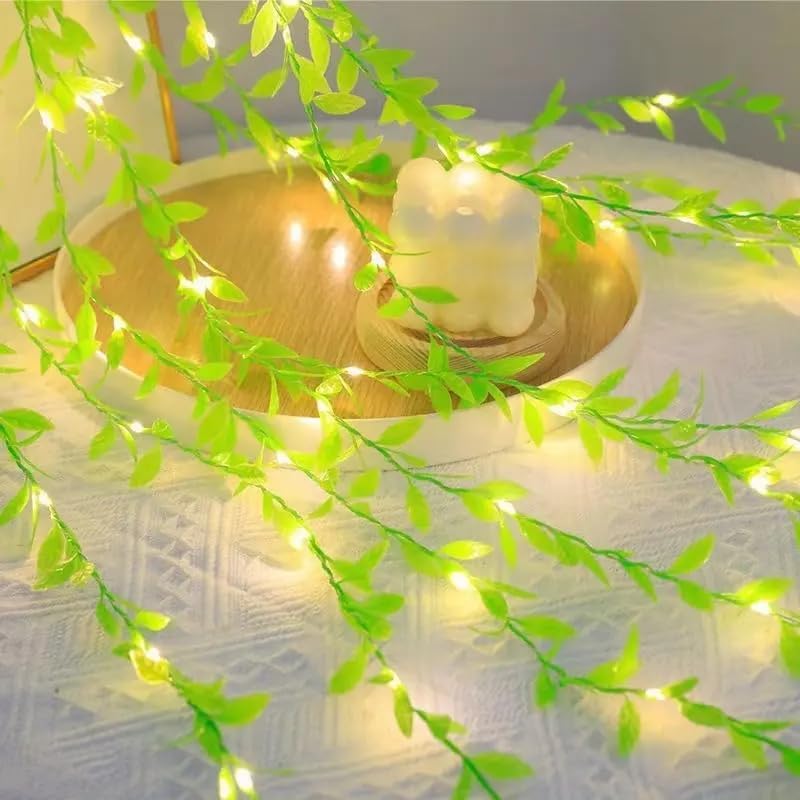 XERGY Artificial Vine Leaf LED Fairy String Light Ideal for Bedroom,Garden,Birthday & Festive Décor,Diwali Lights & Christmas,Party Diwali Lights for Decoration Home (3x1Meter,Corded Electric)