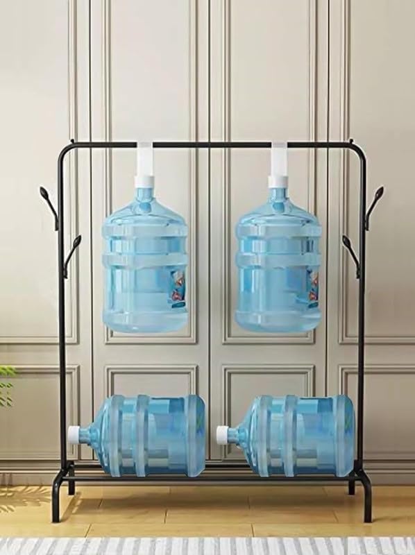 Lukzer Single Pole Coat Hanger Stand with Bottom Shelves–Heavy-Duty Metal Garment Rack, 4 Hooks for Clothes,Bags,Shoe–Freestanding Organizer for Bedroom, Entryway & more(White, 40x110x148cm/MGS-001)