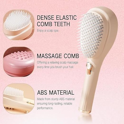 Self-Cleaning Anti-Static Massage Comb, Self Cleaning Hair Brush