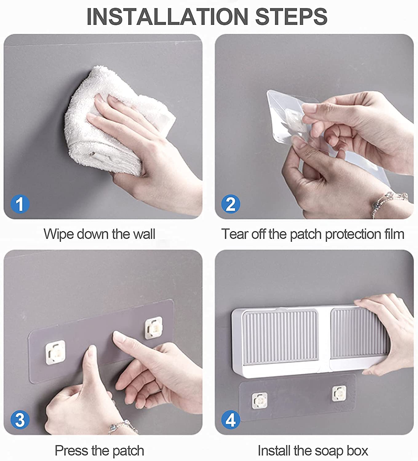 DIKRUTI Double Bar Soap Dish with Drainage Box, Premium Plastic Soap Holder, Soap Saver for Shower, Easy Cleaning, Dry,Extend Soap Life,No Drilling Soap Box are Simple, Beautiful and Practical(1 Pcs)