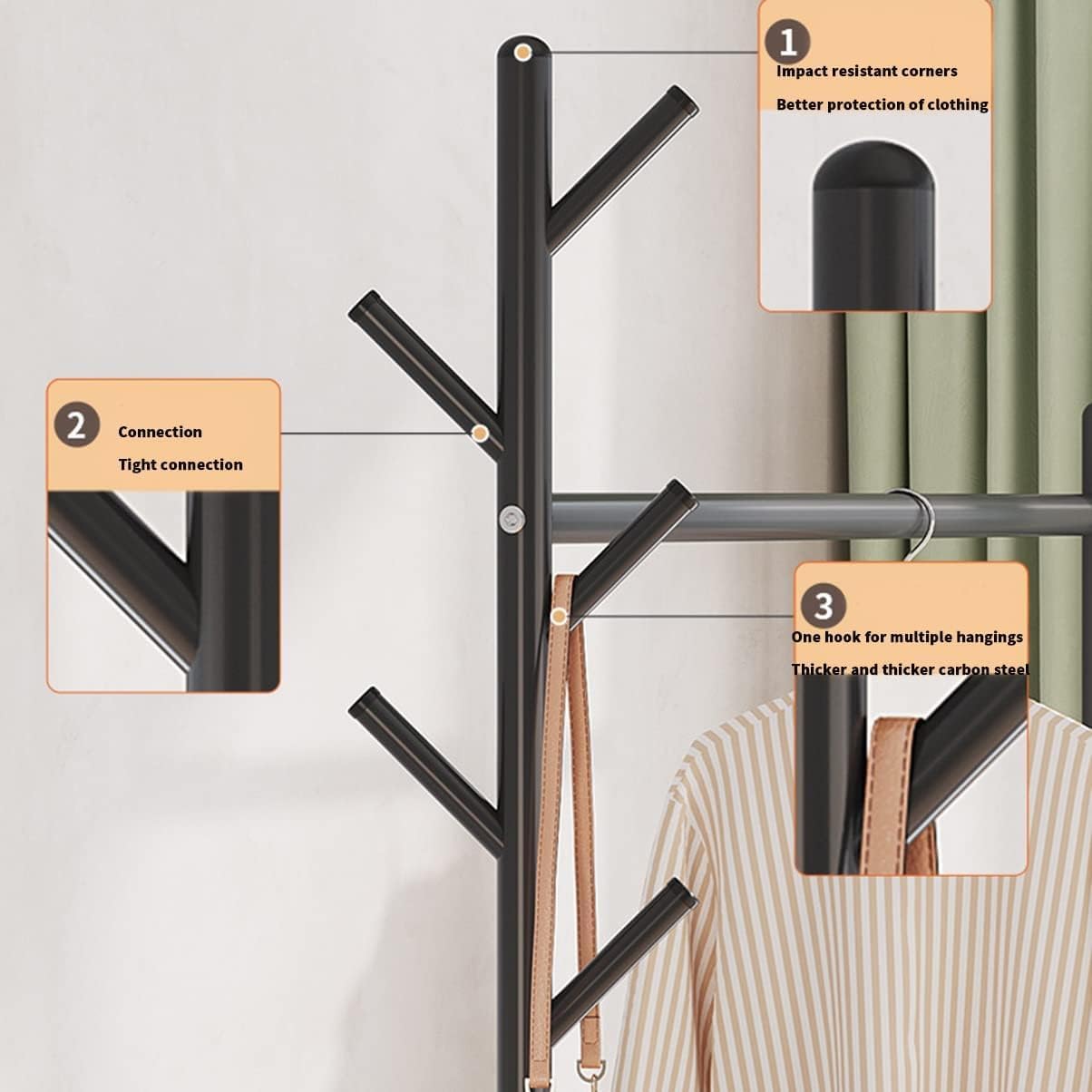 Lukzer MGR-002 2-Bottom Cloth Stand & Garment Rack – Metal Clothes Organizer with Wheels | Space-Saving Storage for Bedroom, Bathroom & Office | Single Rod & Mesh Design (173 x 90 x 34 cm, White)