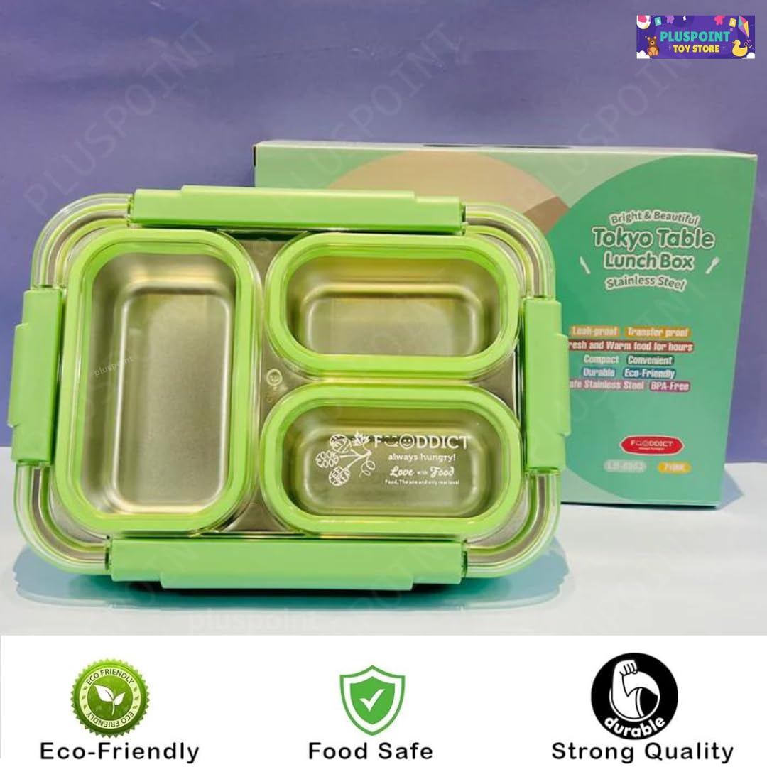 PLUSPOINT Bento Lunch Box Insulated Air Tight Portable Lunch Box with Utensils, Stainless Steel Lunch Box with Containers, Leak Proof Bento Box for Kids, Adults, Men Women (Pink)