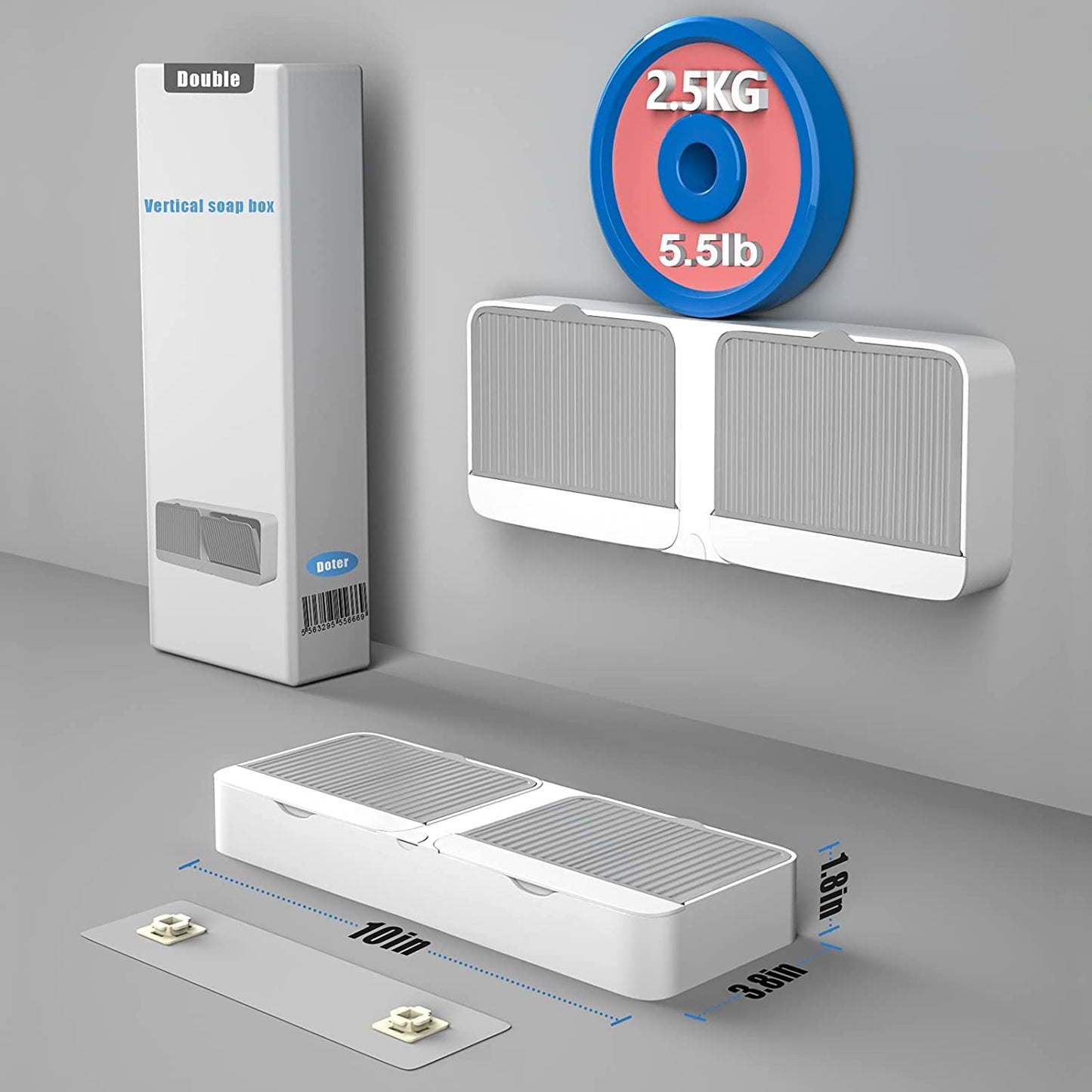 DIKRUTI Double Bar Soap Dish with Drainage Box, Premium Plastic Soap Holder, Soap Saver for Shower, Easy Cleaning, Dry,Extend Soap Life,No Drilling Soap Box are Simple, Beautiful and Practical(1 Pcs)