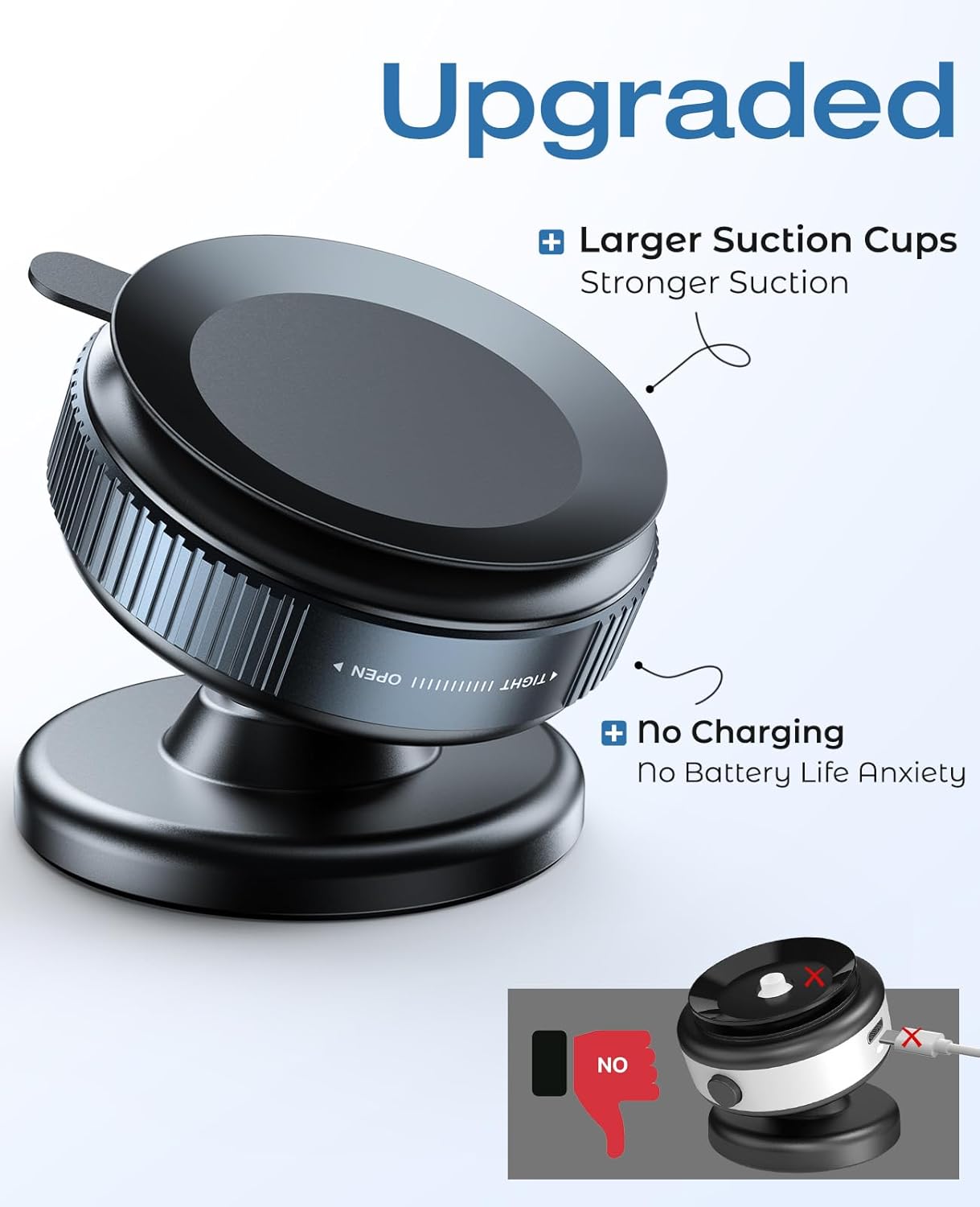 Magnetic Phone Holder for Car, 360°Adjustable Vacuum Suction Mount for Smooth Surface