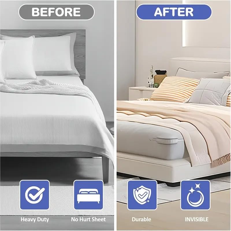 DOKMOE 4pcs Bed Sheet Holder Fitted Sheet Straps, Keep Sheets in Place, Heavy Duty Fitted Sheet Holder for Bedsheets, Mattress Protector.