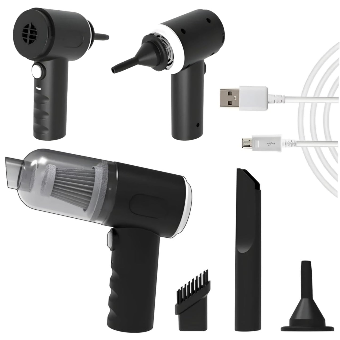 SHAYONAM 3 in 1 Portable Car Vacuum Cleaner with Blower | USB Rechargeable Wireless Handheld Car Vacuum Cleaner Traveling