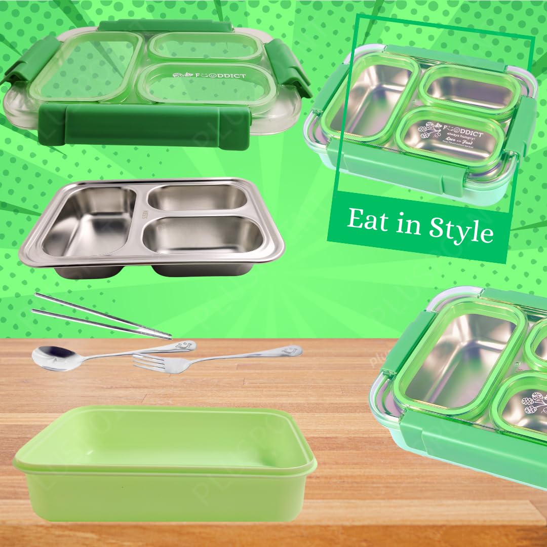 PLUSPOINT Bento Lunch Box Insulated Air Tight Portable Lunch Box with Utensils, Stainless Steel Lunch Box with Containers, Leak Proof Bento Box for Kids, Adults, Men Women (Pink)