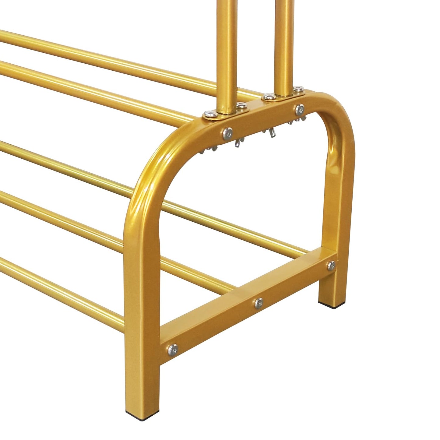 Lukzer Single Pole Coat Hanger Stand with Bottom Shelves–Heavy-Duty Metal Garment Rack, 4 Hooks for Clothes,Bags,Shoe–Freestanding Organizer for Bedroom, Entryway & more(White, 40x110x148cm/MGS-001)