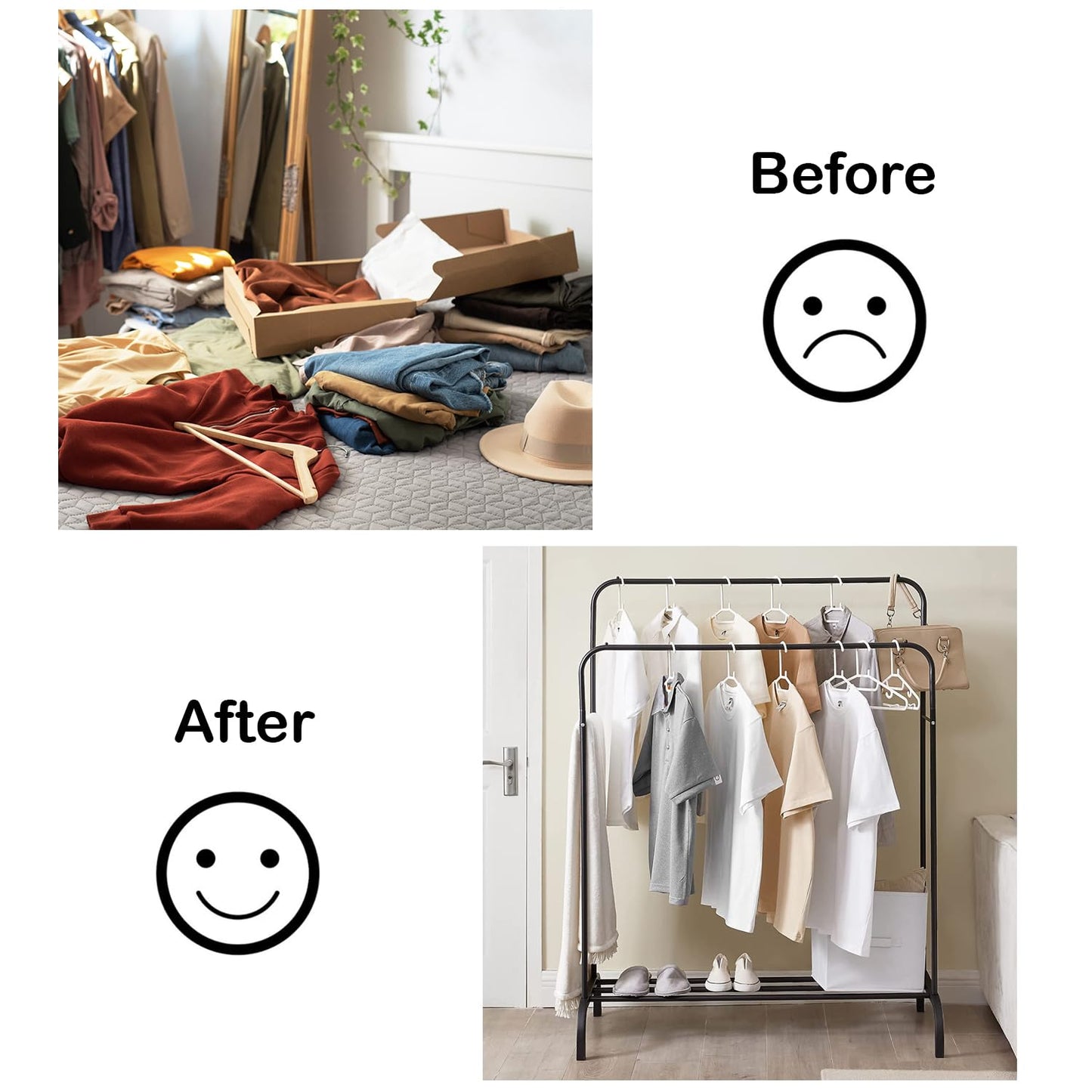 Lukzer Single Pole Coat Hanger Stand with Bottom Shelves–Heavy-Duty Metal Garment Rack, 4 Hooks for Clothes,Bags,Shoe–Freestanding Organizer for Bedroom, Entryway & more(White, 40x110x148cm/MGS-001)