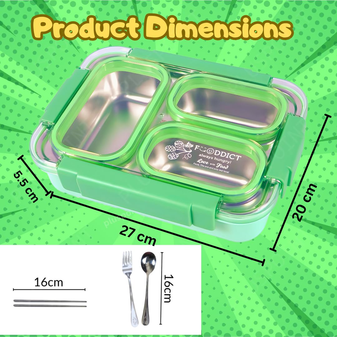 PLUSPOINT Bento Lunch Box Insulated Air Tight Portable Lunch Box with Utensils, Stainless Steel Lunch Box with Containers, Leak Proof Bento Box for Kids, Adults, Men Women (Pink)