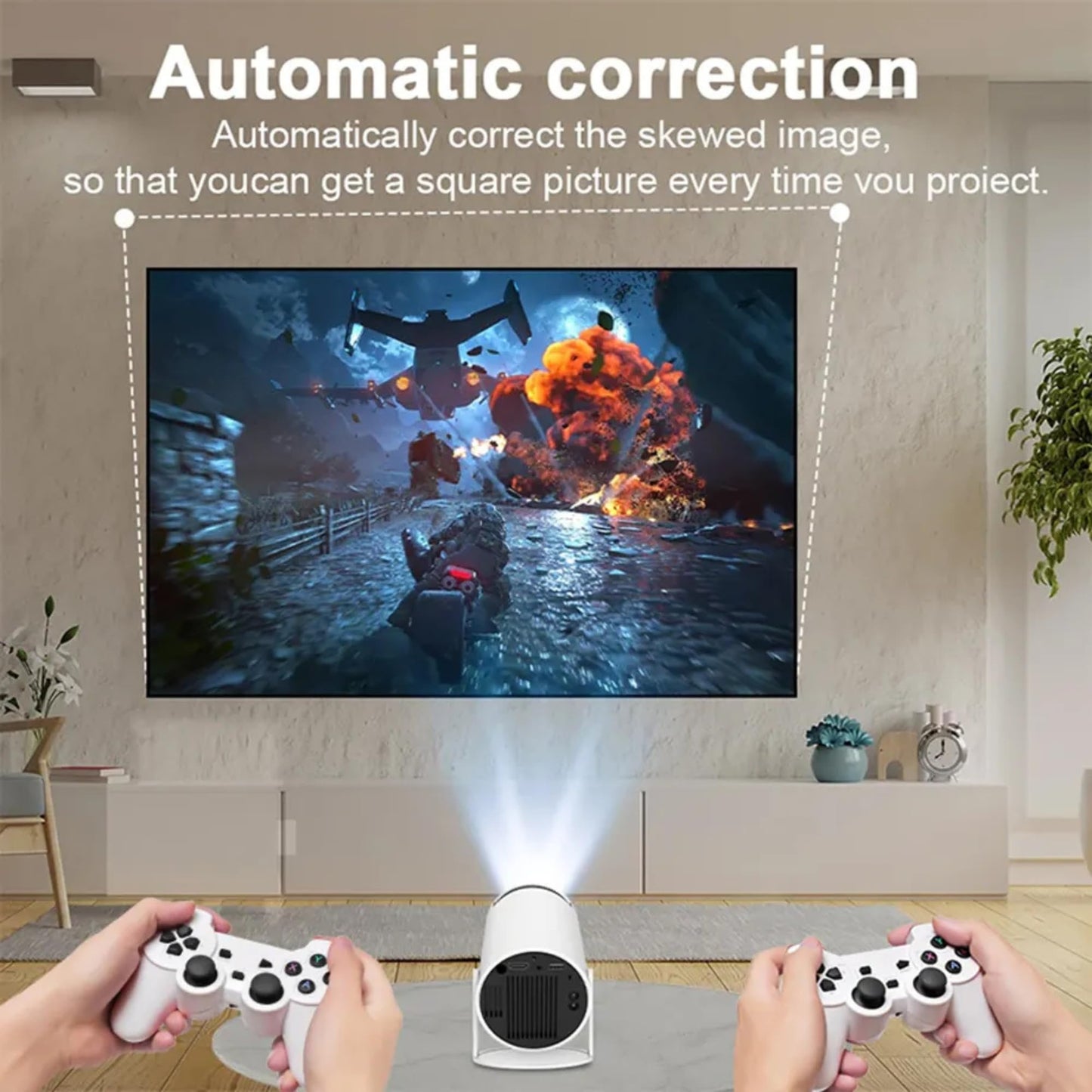 Premium Gaming Mini Smart Projector with 2 Controllers (Joycons), 2X Bright Lumen 2100