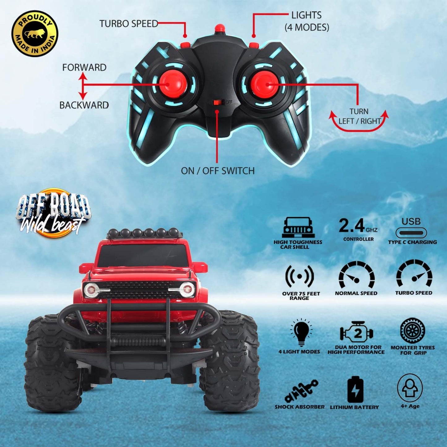 Popsugar Off Roader Rechargeable Remote Control Car