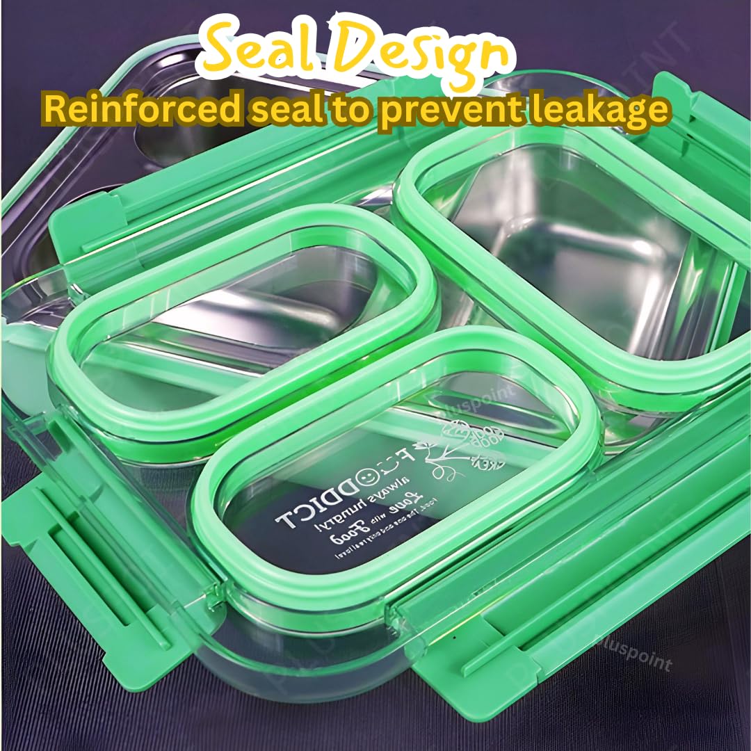 PLUSPOINT Bento Lunch Box Insulated Air Tight Portable Lunch Box with Utensils, Stainless Steel Lunch Box with Containers, Leak Proof Bento Box for Kids, Adults, Men Women (Pink)