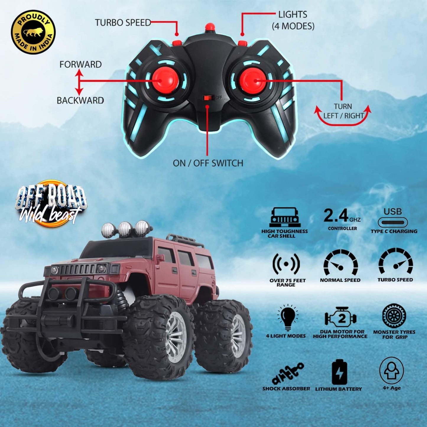 Popsugar Off Roader Rechargeable Remote Control Car