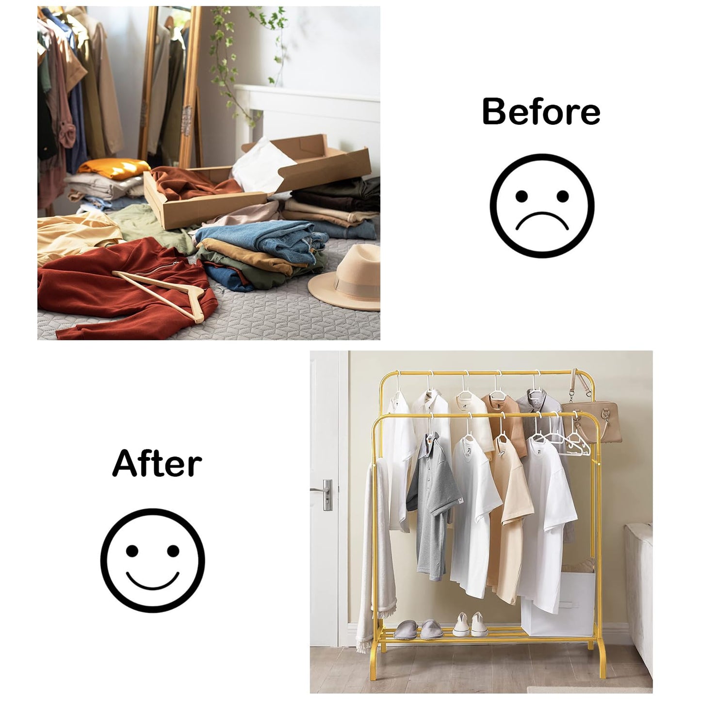 Lukzer Single Pole Coat Hanger Stand with Bottom Shelves–Heavy-Duty Metal Garment Rack, 4 Hooks for Clothes,Bags,Shoe–Freestanding Organizer for Bedroom, Entryway & more(White, 40x110x148cm/MGS-001)