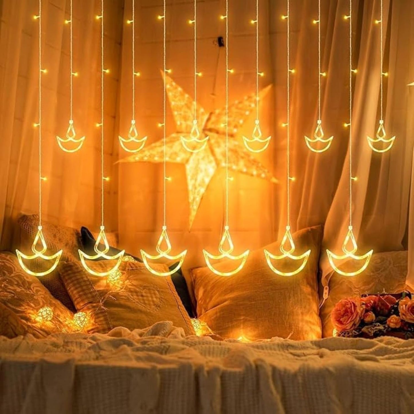 XERGY Artificial Vine Leaf LED Fairy String Light Ideal for Bedroom,Garden,Birthday & Festive Décor,Diwali Lights & Christmas,Party Diwali Lights for Decoration Home (3x1Meter,Corded Electric)