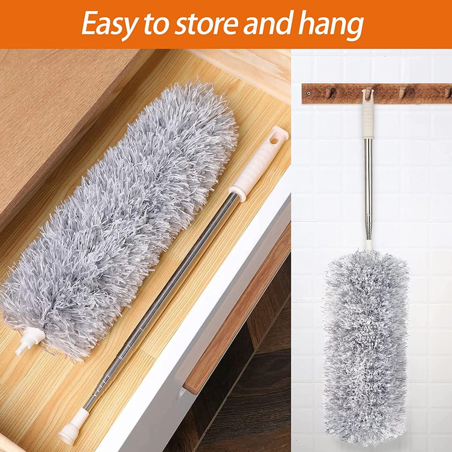 Trendhouse Fan Cleaner Brush with Long Rod Bendable extendable Duster for Home Cleaning, 100 inch Long Handle Microfiber Fan Cleaning mop for high Ceiling Cobweb, Wall Cleaning Brush for dust Cleaner