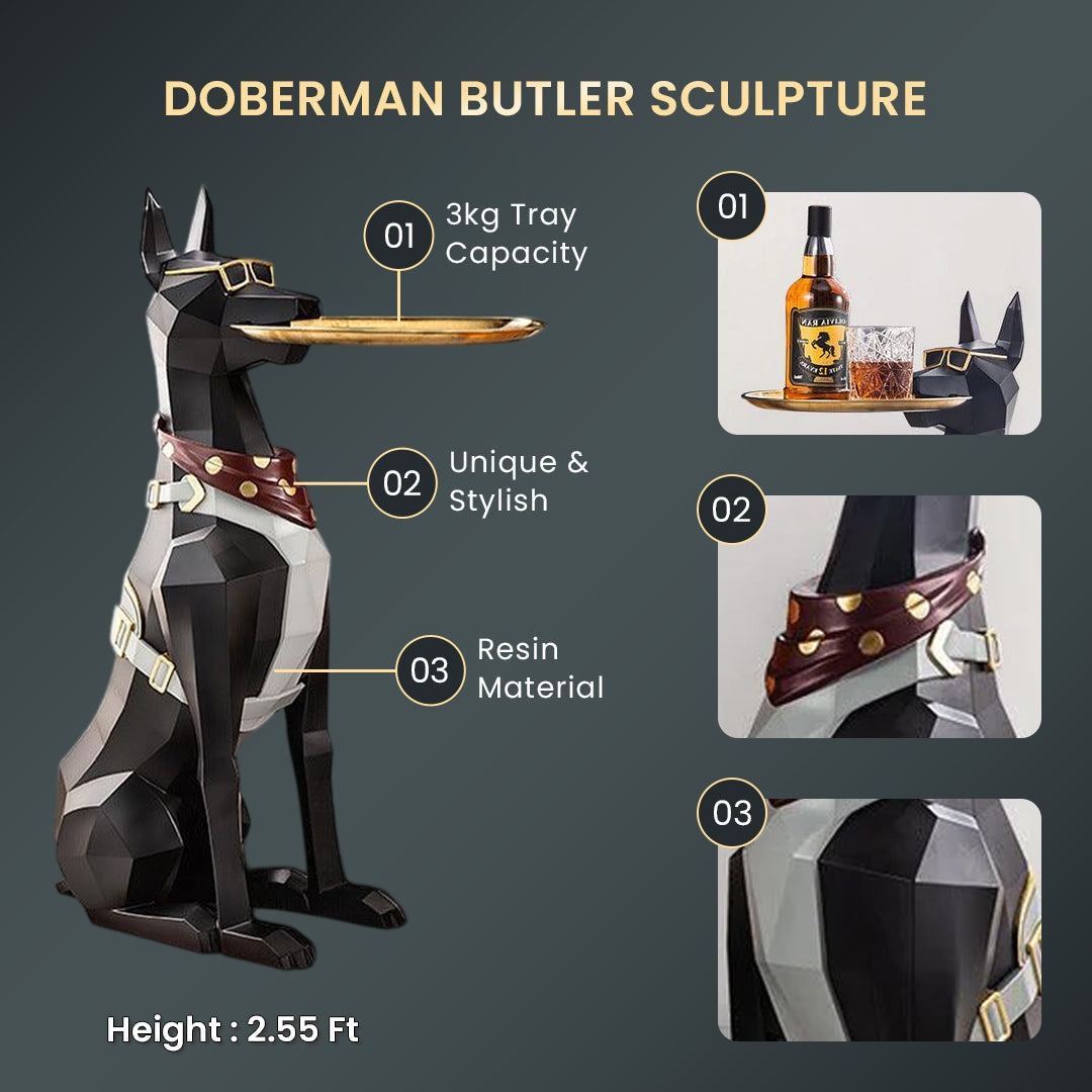 DOBERMAN BUTLER SCULPTURE