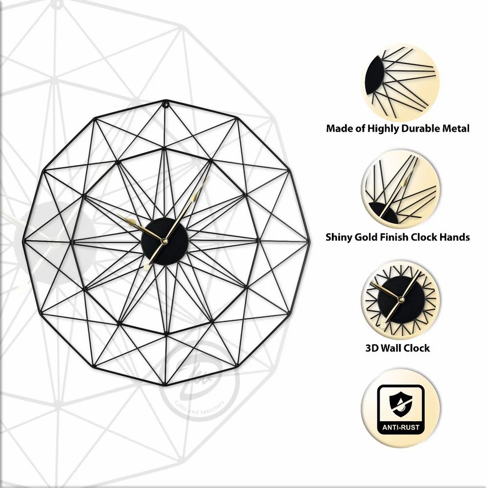 Decorative Kaleidoscope Metal Wall Clock For Living Room, Bedroom, Office, Hallway Decor