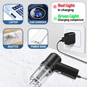 SHAYONAM 3 in 1 Portable Car Vacuum Cleaner with Blower | USB Rechargeable Wireless Handheld Car Vacuum Cleaner Traveling