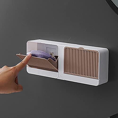 DIKRUTI Double Bar Soap Dish with Drainage Box, Premium Plastic Soap Holder, Soap Saver for Shower, Easy Cleaning, Dry,Extend Soap Life,No Drilling Soap Box are Simple, Beautiful and Practical(1 Pcs)