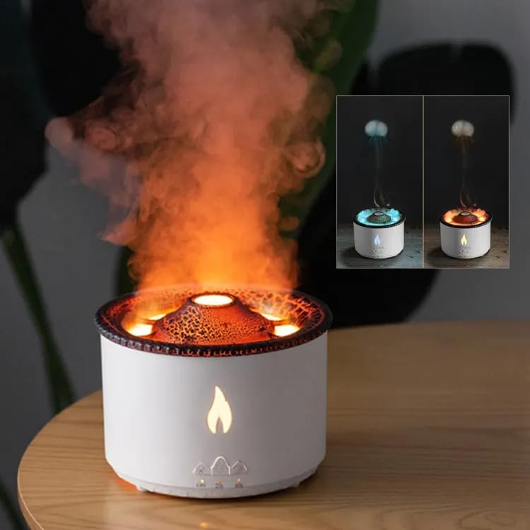 Aromatherapy Air Humidifier for Home, Office, Spa, Ultrasonic Essential Oil Diffuser with Flame & Volcano Effect