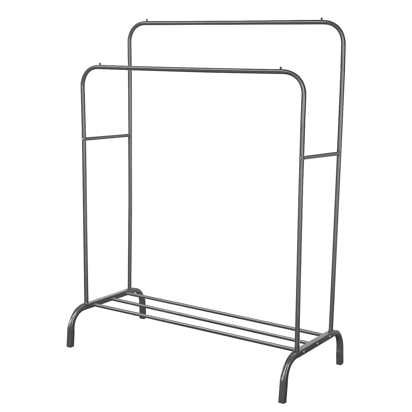 Lukzer Single Pole Coat Hanger Stand with Bottom Shelves–Heavy-Duty Metal Garment Rack, 4 Hooks for Clothes,Bags,Shoe–Freestanding Organizer for Bedroom, Entryway & more(White, 40x110x148cm/MGS-001)