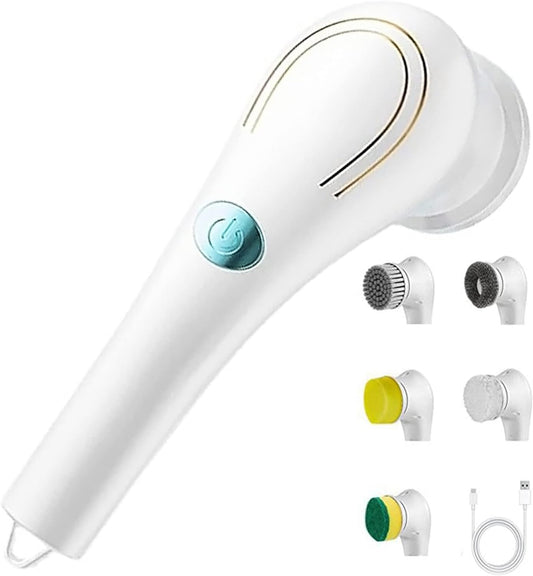 Multi-Functional Electric Cleaning Brush 5 in 1 Magic Power Scrubber Home Cleaning Tools Spin Scrubber with Buffer Polisher, for Bathroom, Shower, Tub, Kitchen Floor Electric Spin Scrubber