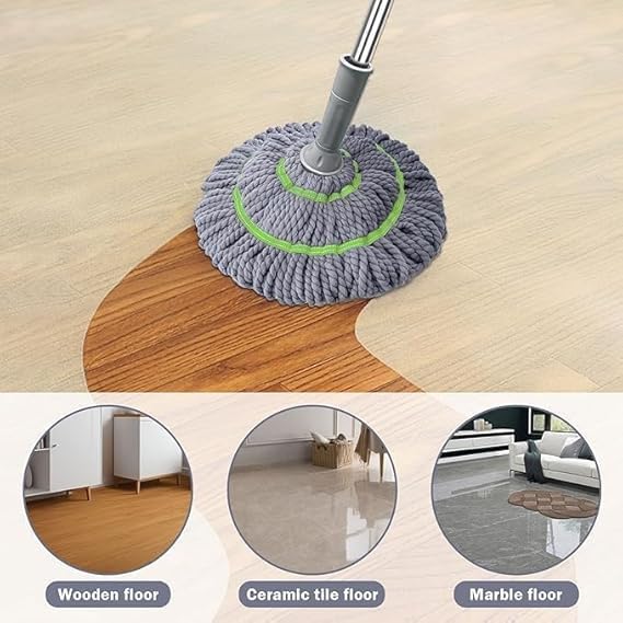 Twist Mop. Self Wringing Squeeze Mop. Telescopic Extendable Long Handle. Reusable Microfiber. All Floor Cleaning. Wet & Dry Use. Home & Office.