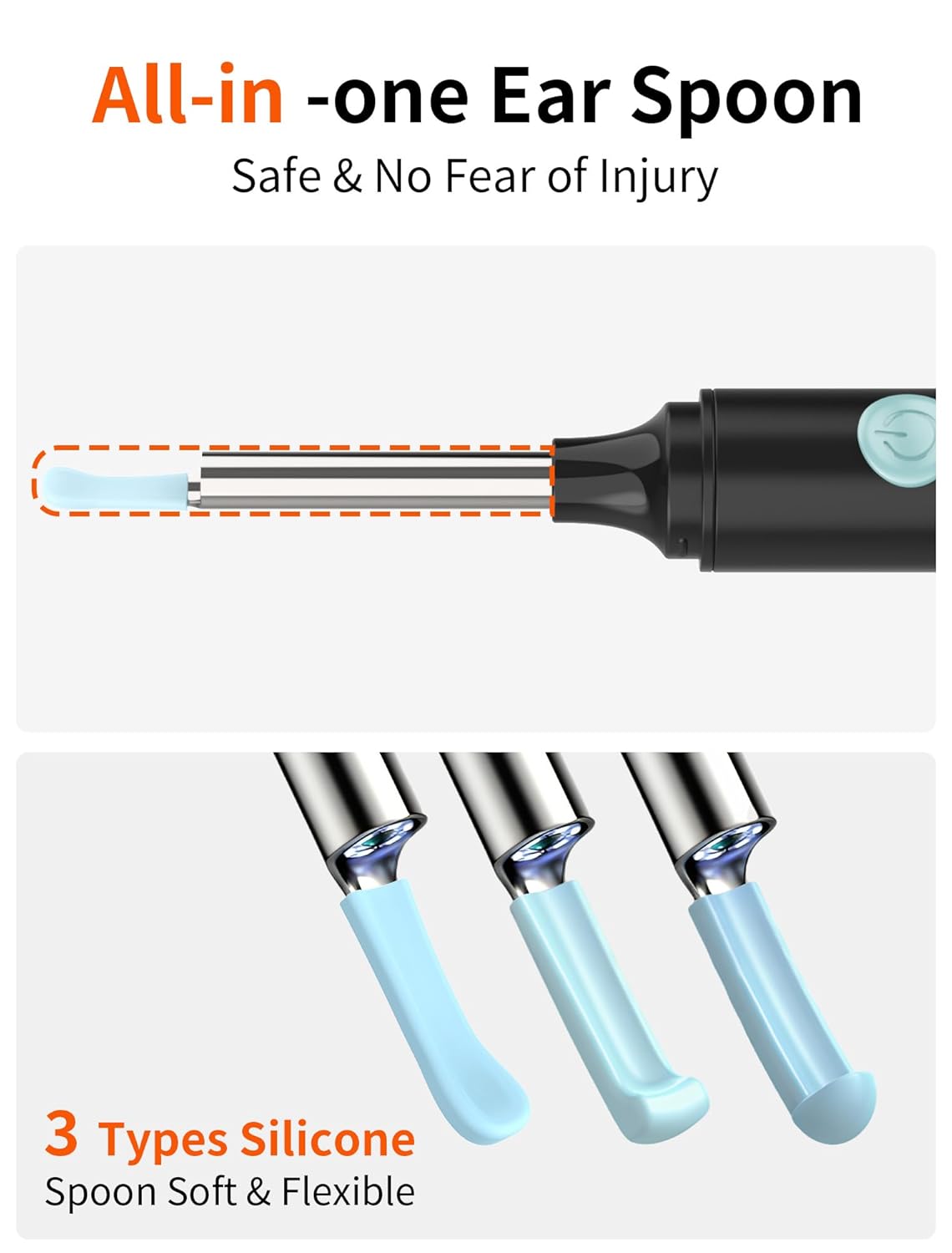 Ear Wax Removal Kit, 8MP Ear Camera with 6 LED Lights, WiFi Ear Wax Remover Otoscope with Ear Pick Set