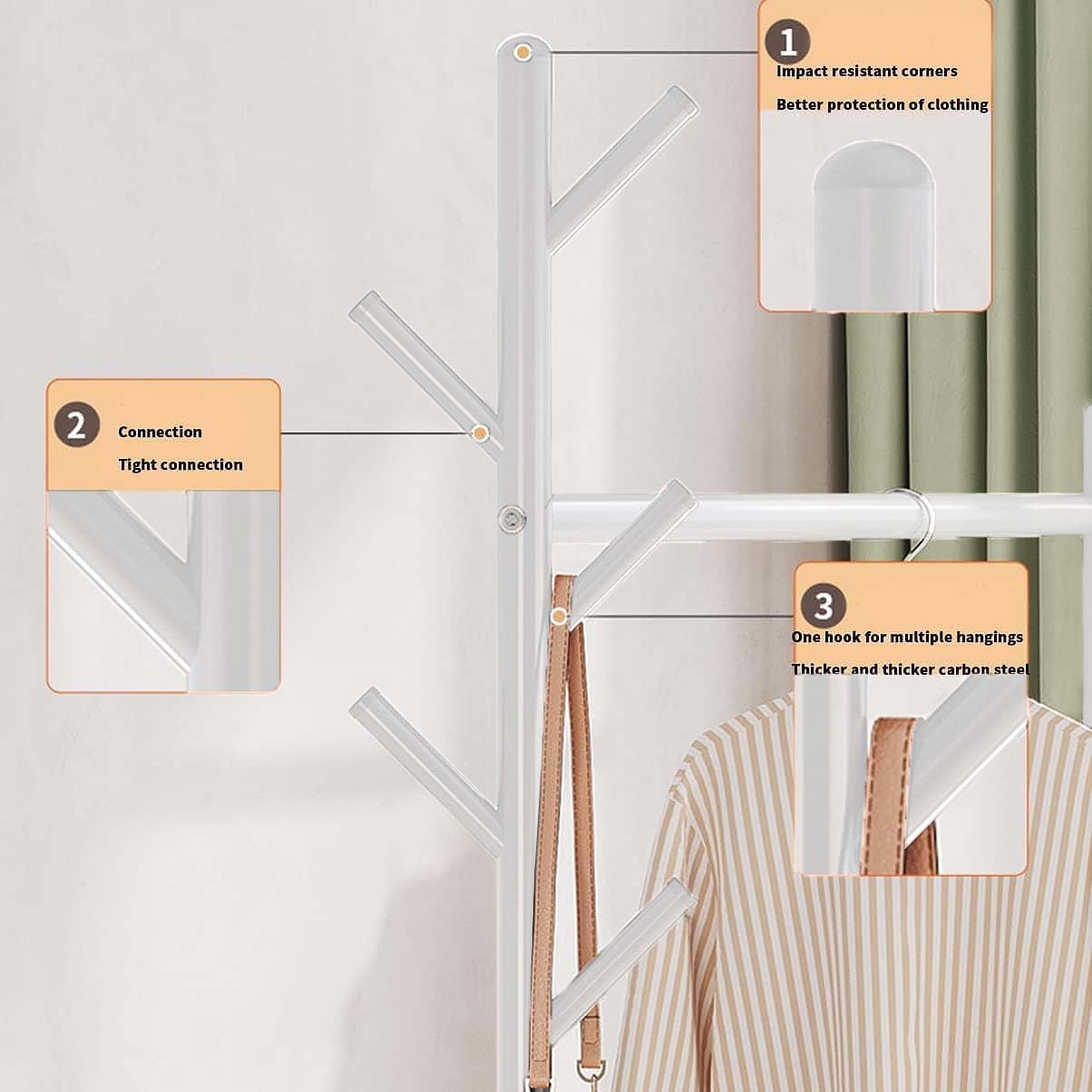 Lukzer MGR-002 2-Bottom Cloth Stand & Garment Rack – Metal Clothes Organizer with Wheels | Space-Saving Storage for Bedroom, Bathroom & Office | Single Rod & Mesh Design (173 x 90 x 34 cm, White)