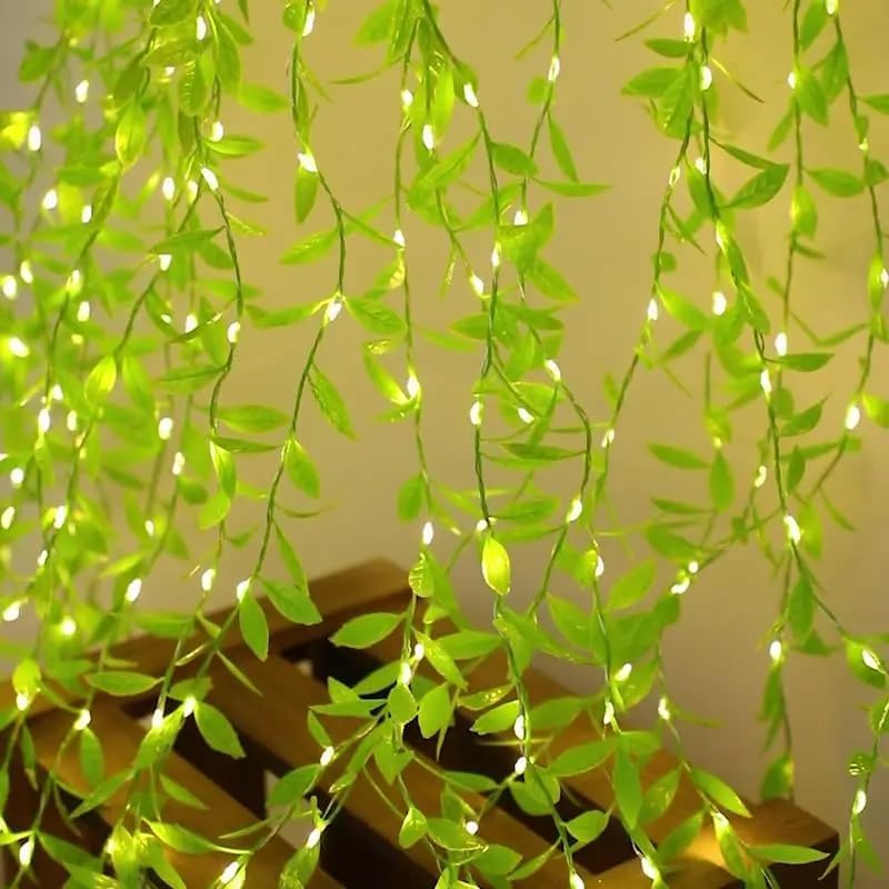 XERGY Artificial Vine Leaf LED Fairy String Light Ideal for Bedroom,Garden,Birthday & Festive Décor,Diwali Lights & Christmas,Party Diwali Lights for Decoration Home (3x1Meter,Corded Electric)