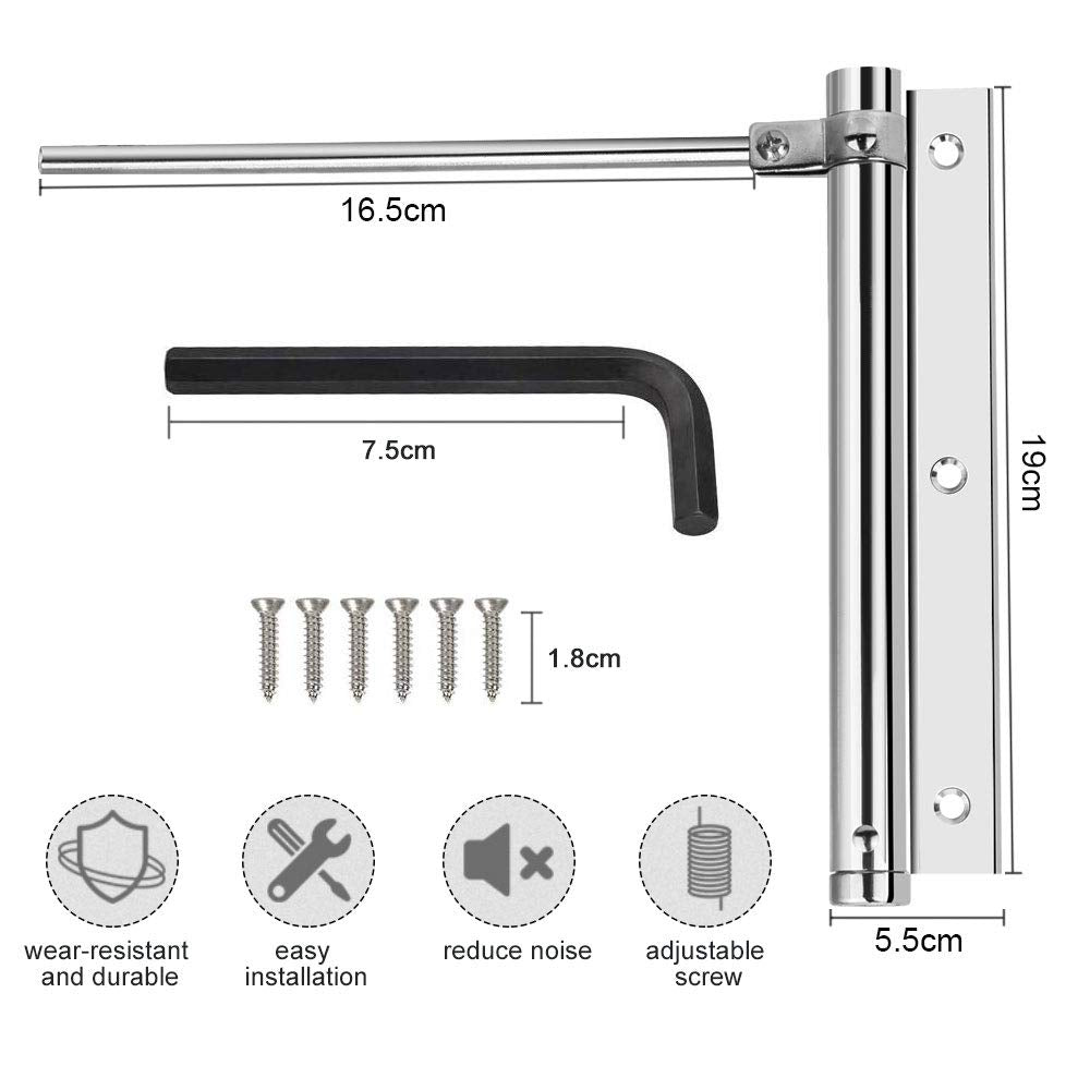 QUCUMER Aluminum Alloy Light Duty Door Closer, Automatic Gate Self-Closing Hinge with Screws for Home, Office, Hotel