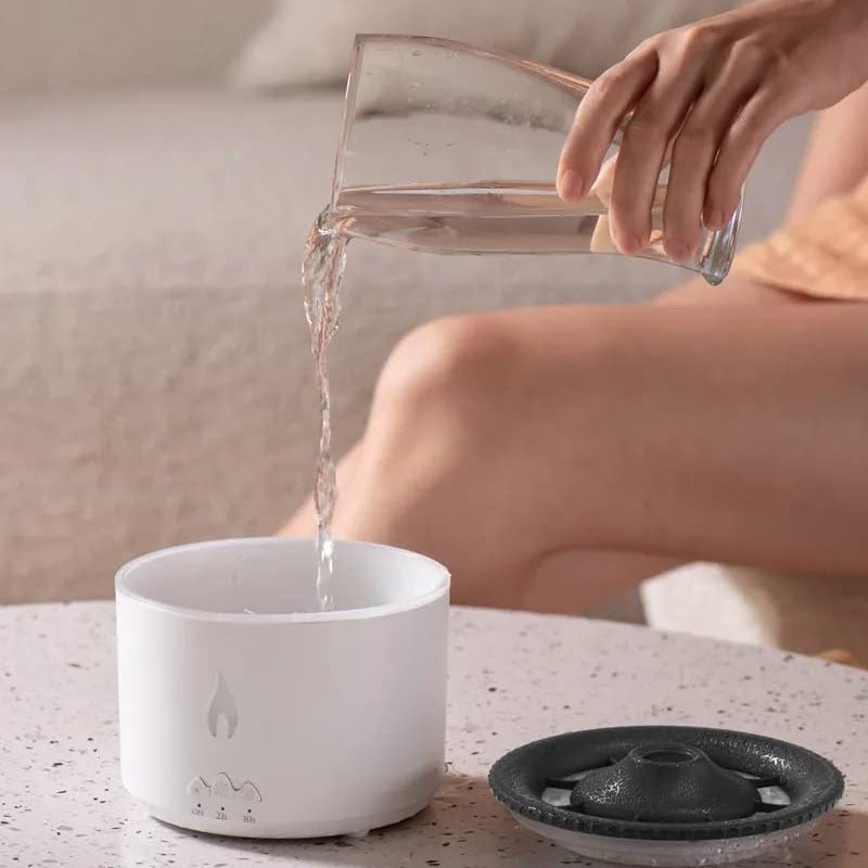Aromatherapy Air Humidifier for Home, Office, Spa, Ultrasonic Essential Oil Diffuser with Flame & Volcano Effect