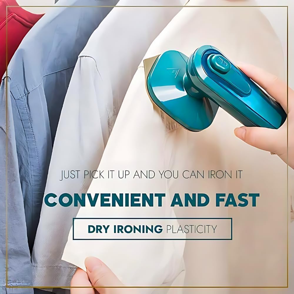 Lipzie [𝟏𝟐 𝐘𝐞𝐚𝐫𝐬 𝗪𝗮𝗿𝗿𝗮𝗻𝐭𝐲]Portable Micro Steam Iron –Handheld Green Garment Steamer for Dry & Wet Ironing, Fast-Heat, Lightweight Wrinkle Remover, Mini Ironing Machine for Home &Office