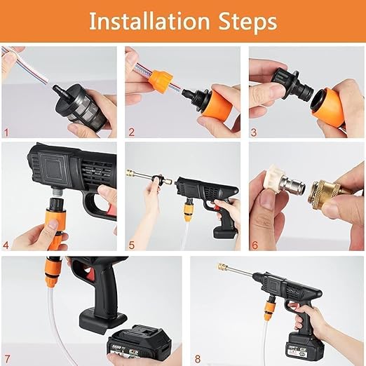 48V Rechargeable High Pressure Washer - Wireless Water Spray Gun for Car, Bike & Garden Cleaning | Adjustable Nozzle & Hose Pipe Included