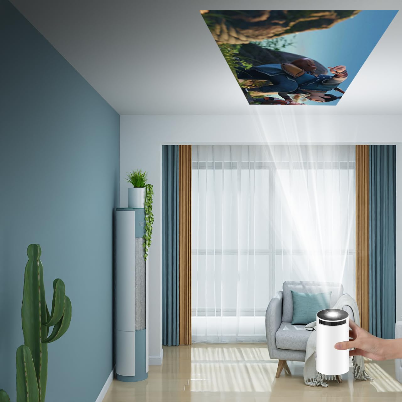 Smart Projector for Home 4K Support, Native 720p HD Resolution, 2500 Lumen, Rotabable Design, Speaker, Android 11 with Built-in Apps (Netflix, Prime, YouTube) WiFi, 100''Max Display