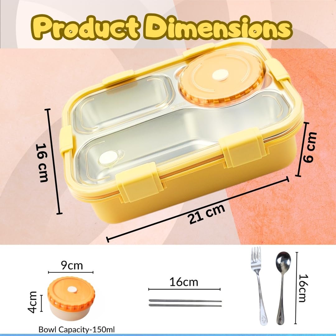 PLUSPOINT Bento Lunch Box Insulated Air Tight Portable Lunch Box with Utensils, Stainless Steel Lunch Box with Containers, Leak Proof Bento Box for Kids, Adults, Men Women (Pink)