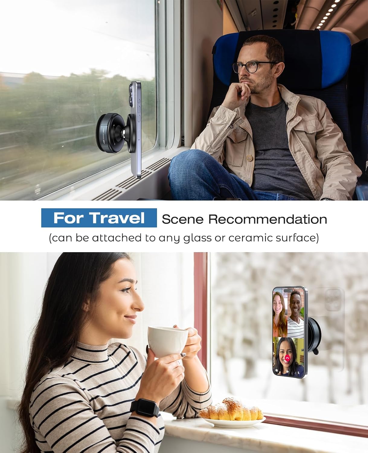 Magnetic Phone Holder for Car, 360°Adjustable Vacuum Suction Mount for Smooth Surface