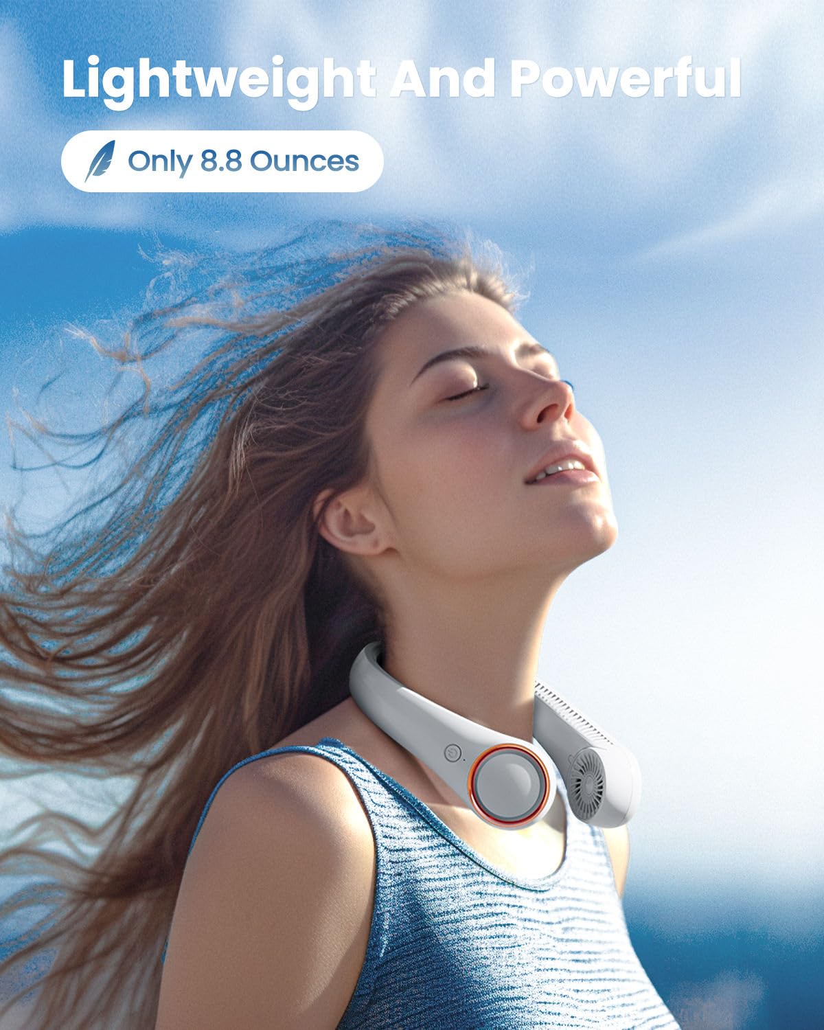 Gaiatop Portable Neck Fan, Hands-Free Bladeless Rechargeable USB Fan with 3 Speeds