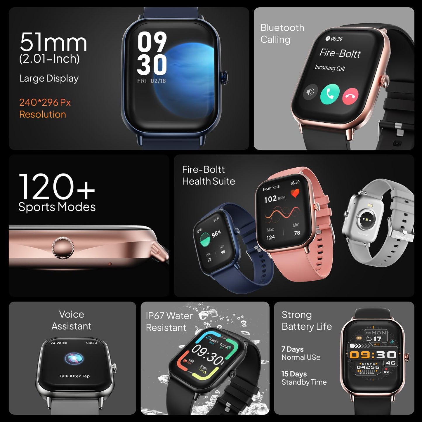 Fire-Boltt Ninja Call Pro Max Smart Watch 2.01 inch Display, Bluetooth Calling