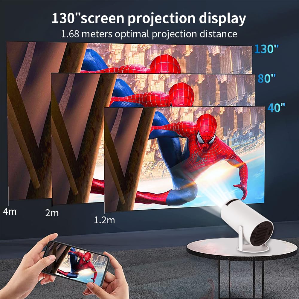 Smart Projector for Home 4K Support, Native 720p HD Resolution, 2500 Lumen, Rotabable Design, Speaker, Android 11 with Built-in Apps (Netflix, Prime, YouTube) WiFi, 100''Max Display