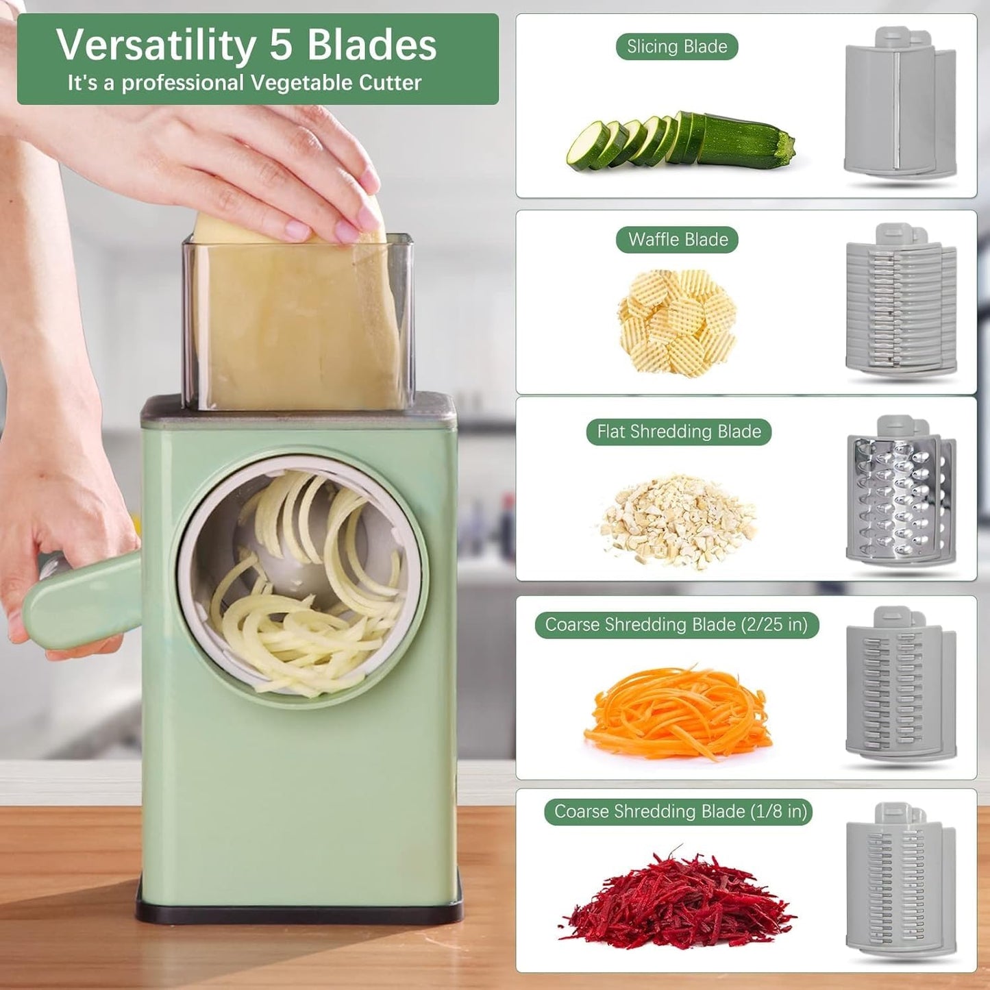 ROMINO Rotary Drum Vegetable Chopper for Kitchen Use,
