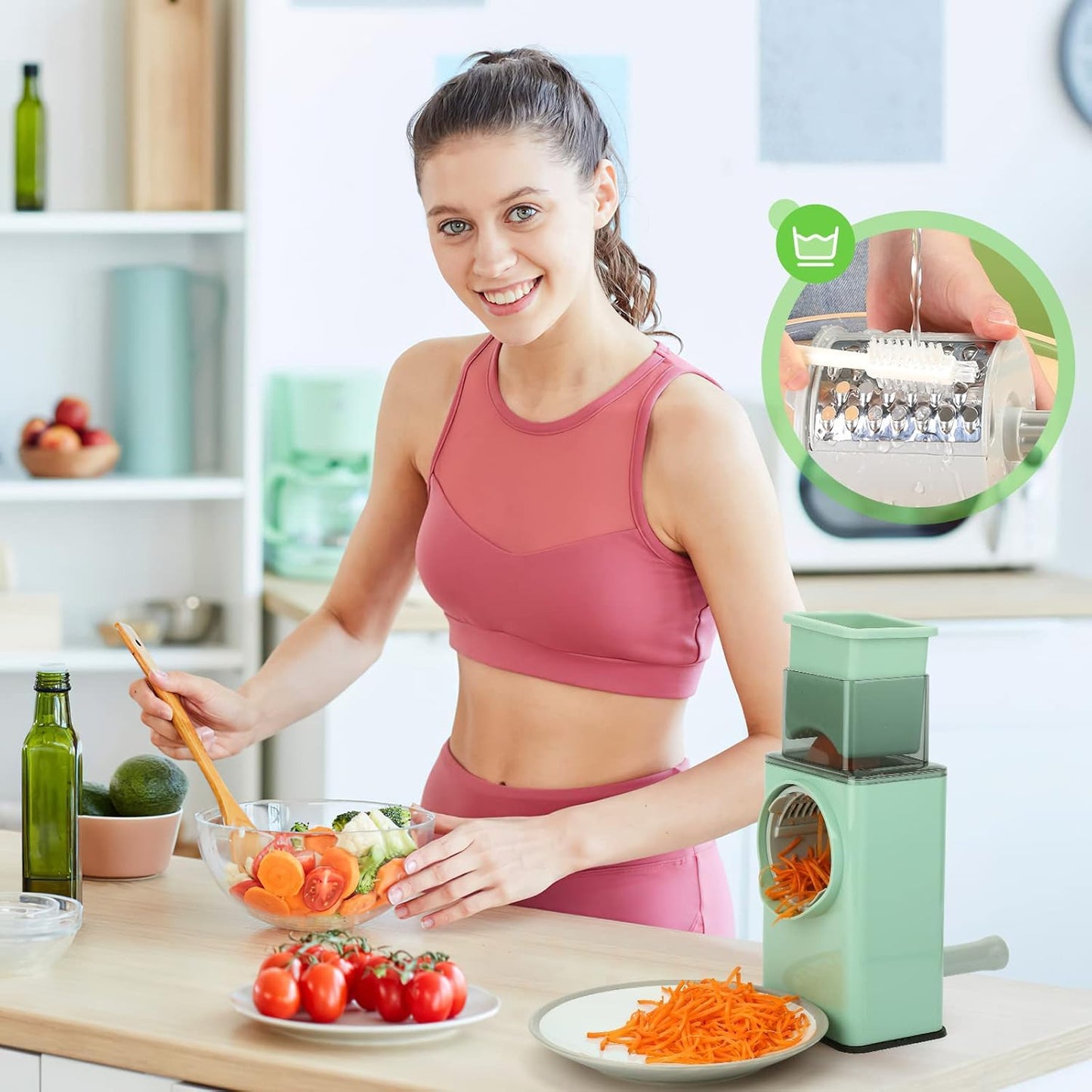 ROMINO Rotary Drum Vegetable Chopper for Kitchen Use,