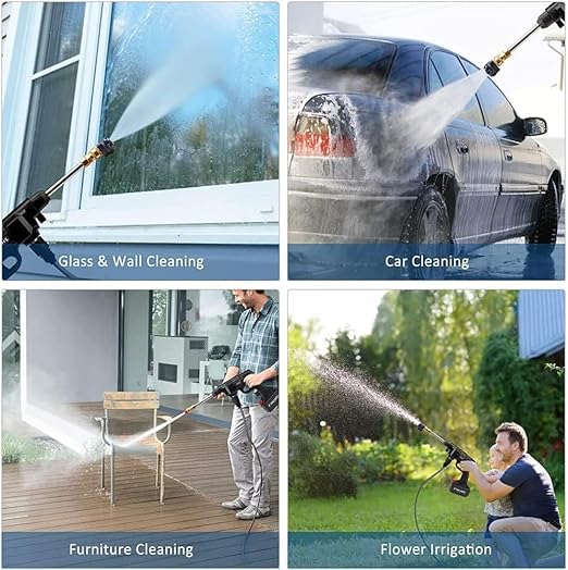 48V Rechargeable High Pressure Washer - Wireless Water Spray Gun for Car, Bike & Garden Cleaning | Adjustable Nozzle & Hose Pipe Included