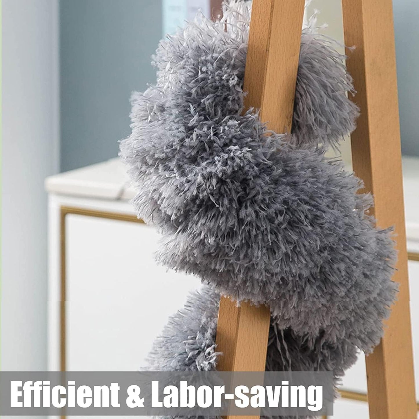 Trendhouse Fan Cleaner Brush with Long Rod Bendable extendable Duster for Home Cleaning, 100 inch Long Handle Microfiber Fan Cleaning mop for high Ceiling Cobweb, Wall Cleaning Brush for dust Cleaner