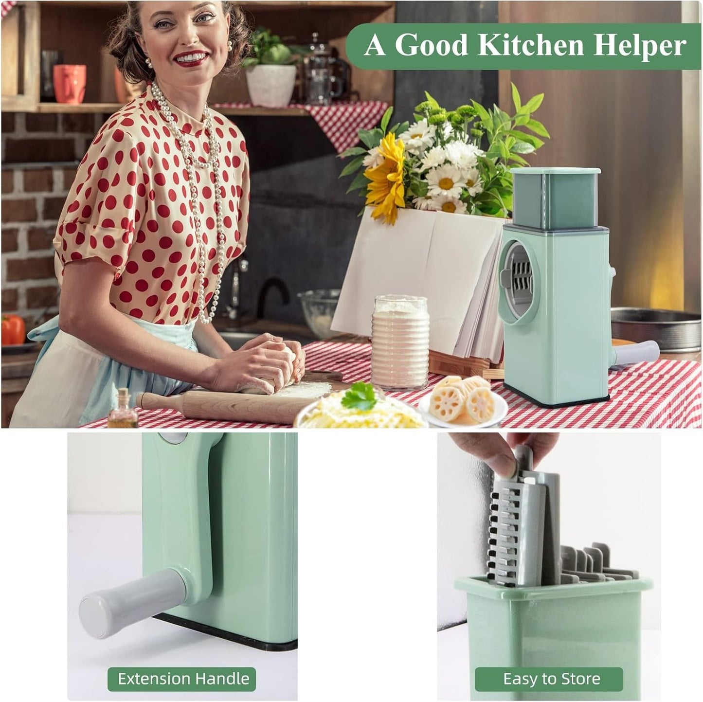 ROMINO Rotary Drum Vegetable Chopper for Kitchen Use,