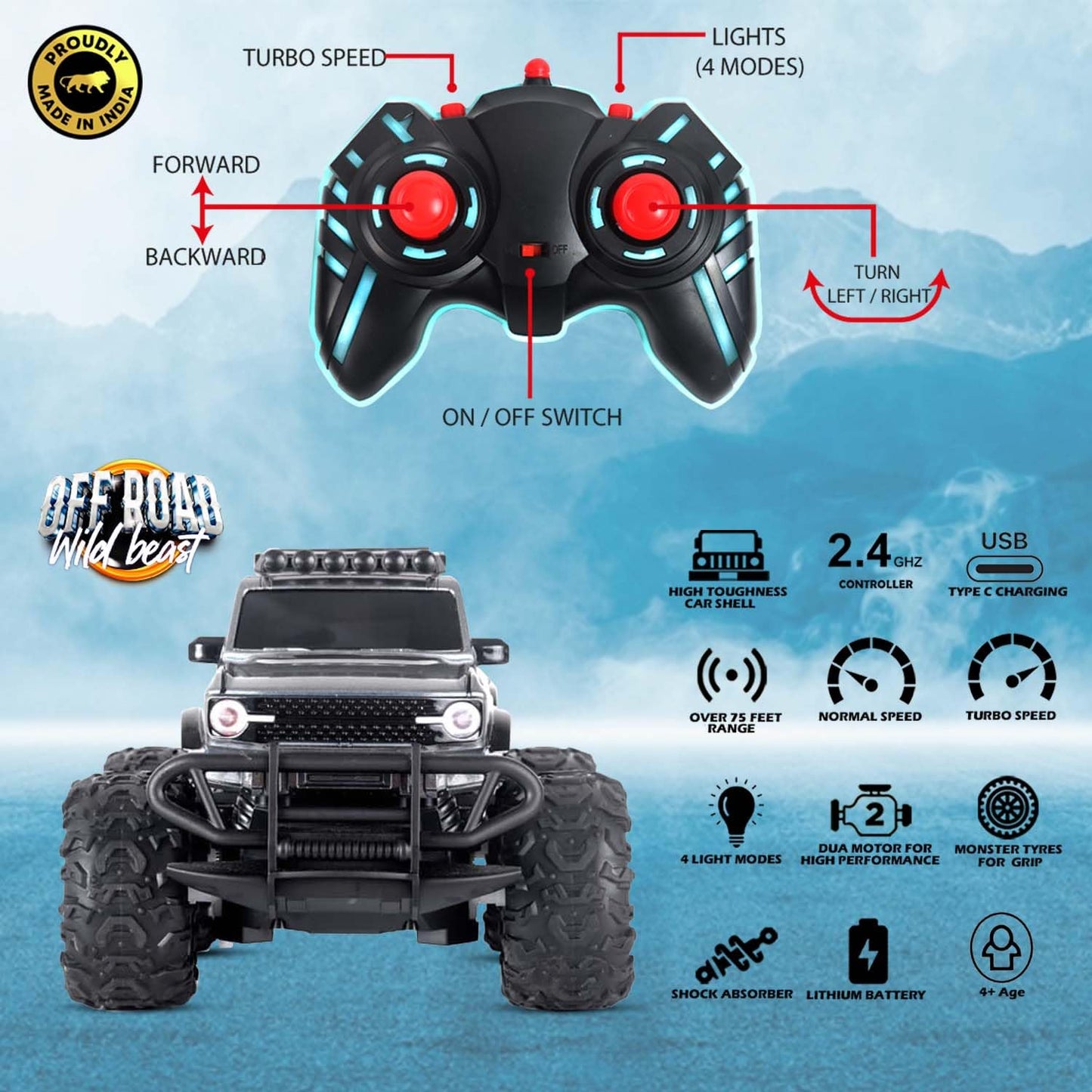 Popsugar Off Roader Rechargeable Remote Control Car
