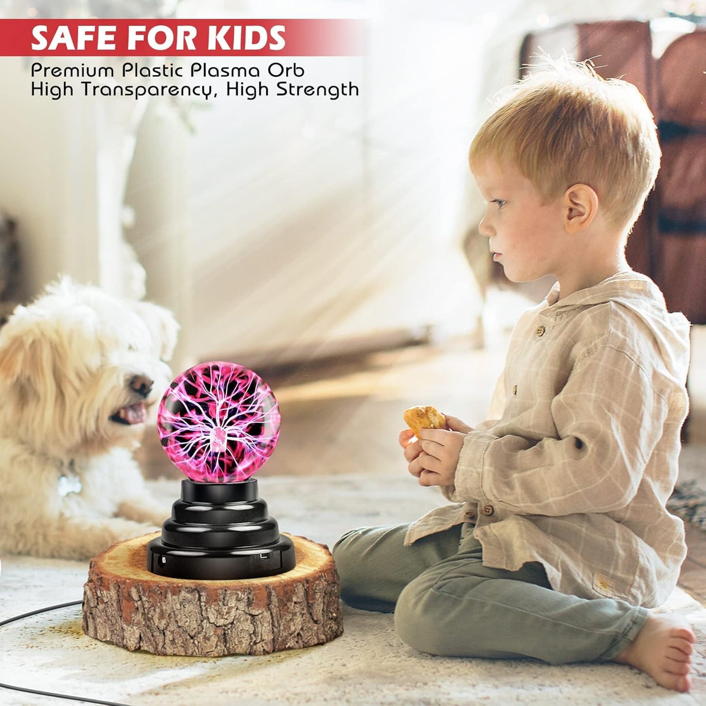 PUJI Plasma Globe Lamp - Touch and Sound Sensitive Lightning, Electric Ball Interactive Novelty Toy, Bedroom & Desktop Home Décor, Tesla Coil Light Orb